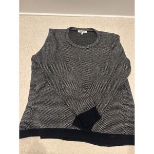 Madewell Womens Navy Blue White Birdseye Knit Crewneck Sweater Size M Pullover